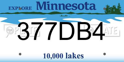 377DB4 Minnesota License Plate