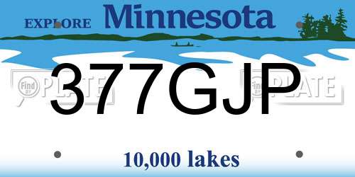 377GJP Minnesota License Plate
