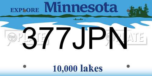 377JPN Minnesota License Plate