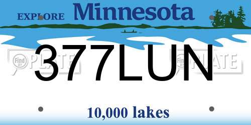 377LUN Minnesota License Plate