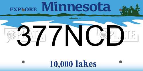 377NCD Minnesota License Plate