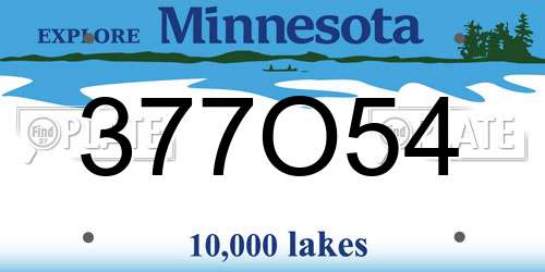 377O54 Minnesota License Plate