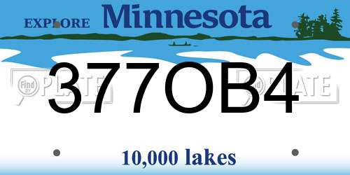 377OB4 Minnesota License Plate