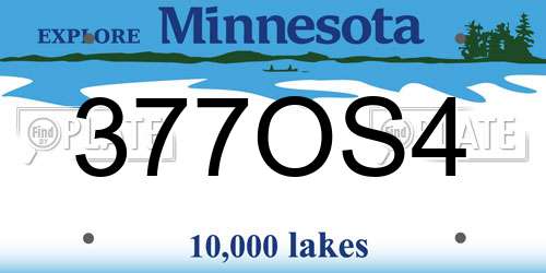 377OS4 Minnesota License Plate