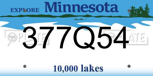 377Q54 Minnesota License Plate