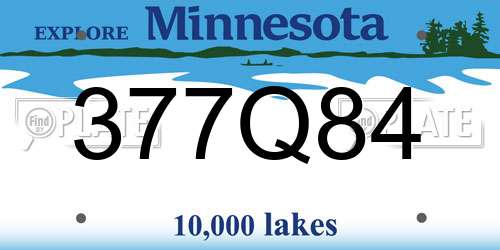 377Q84 Minnesota License Plate