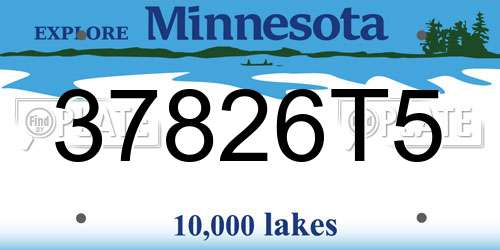37826T5 Minnesota License Plate