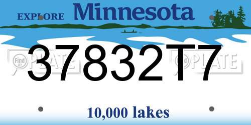 37832T7 Minnesota License Plate