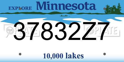 37832Z7 Minnesota License Plate