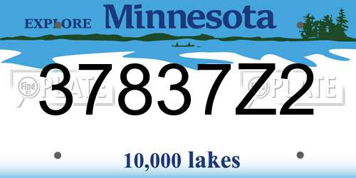 37837Z2 Minnesota License Plate