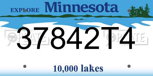 37842T4 Minnesota License Plate