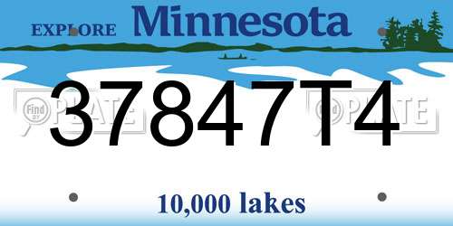 37847T4 Minnesota License Plate