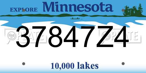 37847Z4 Minnesota License Plate