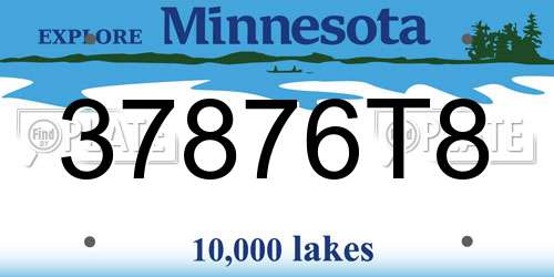 37876T8 Minnesota License Plate