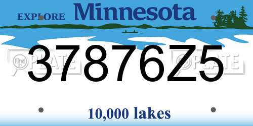 37876Z5 Minnesota License Plate