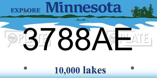 3788AE Minnesota License Plate