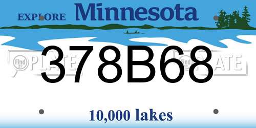 378B68 Minnesota License Plate