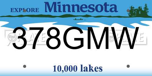 378GMW Minnesota License Plate