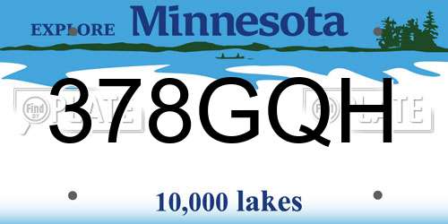 378GQH Minnesota License Plate