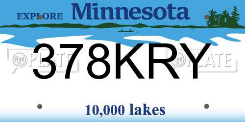 378KRY Minnesota License Plate