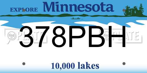 378PBH Minnesota License Plate