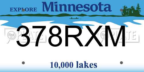 378RXM Minnesota License Plate