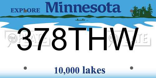 378THW Minnesota License Plate