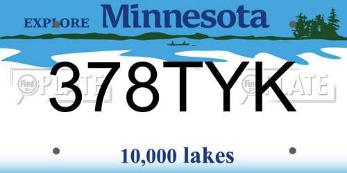 378TYK Minnesota License Plate