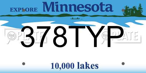 378TYP Minnesota License Plate