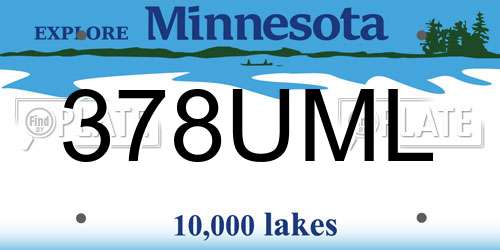 378UML Minnesota License Plate