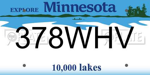 378WHV Minnesota License Plate