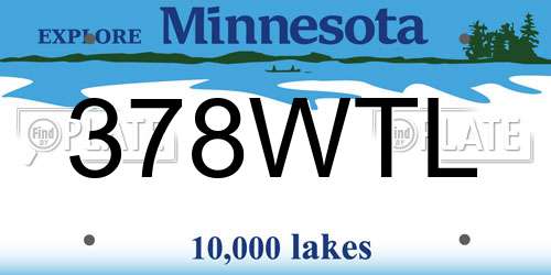 378WTL Minnesota License Plate