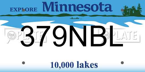 379NBL Minnesota License Plate