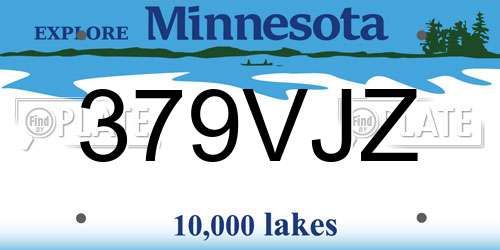 379VJZ Minnesota License Plate