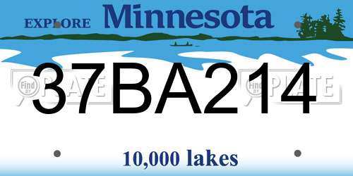 37BA214 Minnesota License Plate