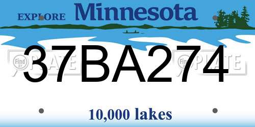 37BA274 Minnesota License Plate
