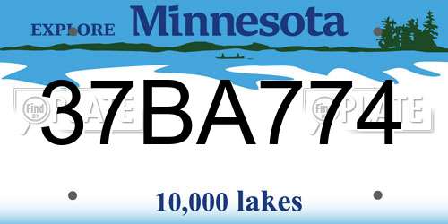 37BA774 Minnesota License Plate