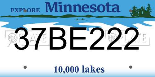 37BE222 Minnesota License Plate