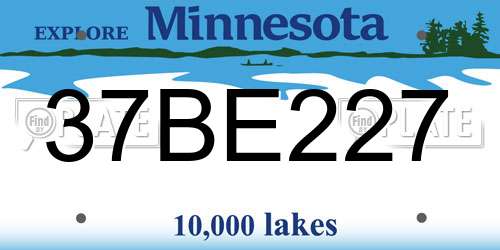 37BE227 Minnesota License Plate