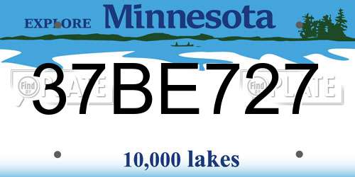 37BE727 Minnesota License Plate
