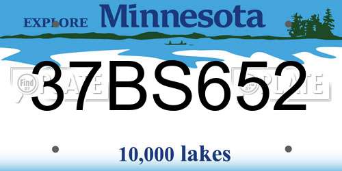 37BS652 Minnesota License Plate