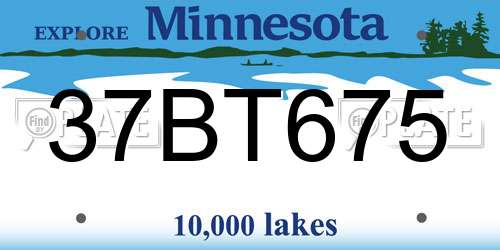 37BT675 Minnesota License Plate