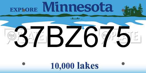 37BZ675 Minnesota License Plate