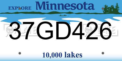 37GD426 Minnesota License Plate