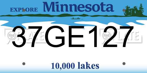 37GE127 Minnesota License Plate