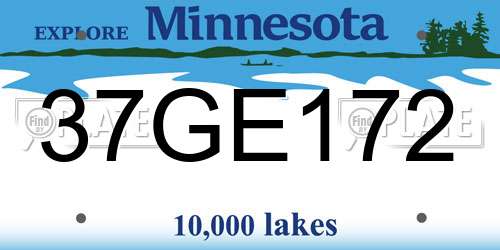 37GE172 Minnesota License Plate
