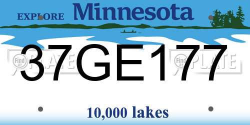 37GE177 Minnesota License Plate