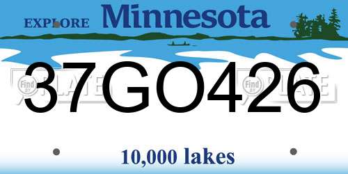 37GO426 Minnesota License Plate