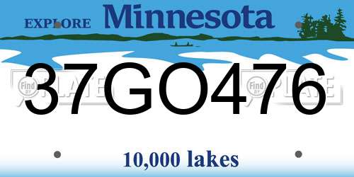 37GO476 Minnesota License Plate