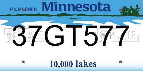 37GT577 Minnesota License Plate